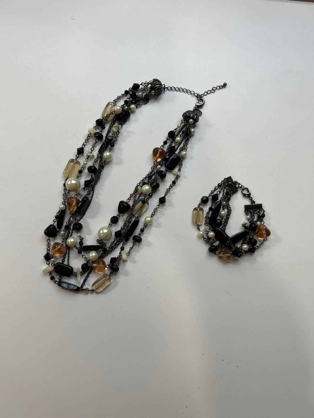 Lia Sophia Vixen Necklace & Bracelet Set | Multi-Strand Statement Jewelry